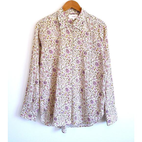 XIRENA Beau Button Down Oversized Boyfriend Shirt Top Ivy Vines Tan S $180 - Picture 3 of 16